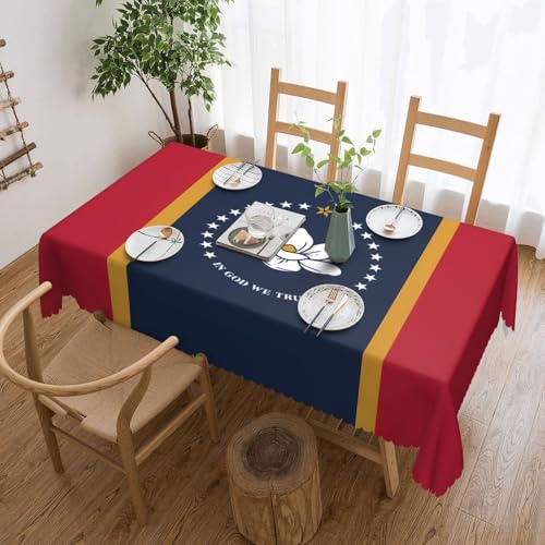 OUInbvv Mississippi Tischdecke mit Staatsflagge, quadratisch, 137 x 183 cm, als Tischschutz und Dekoration, geeignet für Familienfeiern im Freien von OUInbvv