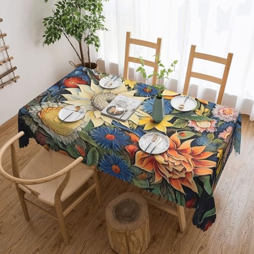 OUInbvv Öl- auf Leinwand, Sonnenblumen-Motiv, quadratisch, Tischschutz und Dekoration, geeignet für Familienfeiern im Freien, 137 x 183 cm von OUInbvv