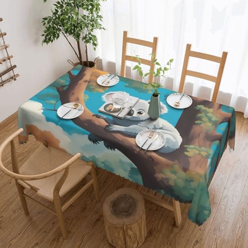 OUInbvv Quadratische Tischdecke, Motiv: Koala, 137 x 183 cm, als Tischschutz und Dekoration, geeignet für Familienfeiern im Freien von OUInbvv