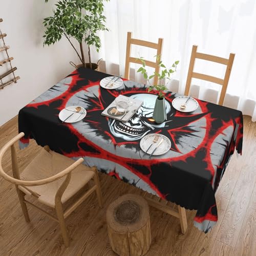 OUInbvv Quadratische Tischdecke, Motiv: böser Geist, 137 x 183 cm, für Tischschutz und Dekoration, geeignet für Familienfeiern im Freien, Rot und Schwarz von OUInbvv