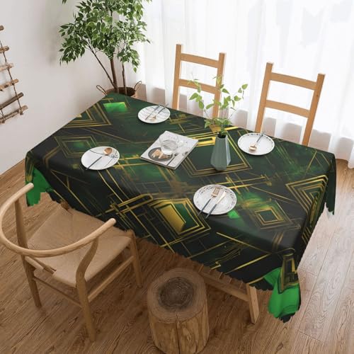 OUInbvv Quadratische Tischdecke, kariert, 137,2 x 183,9 cm, für Tischschutz und Dekoration, geeignet für Familienfeiern im Freien, Schwarz und Grün von OUInbvv