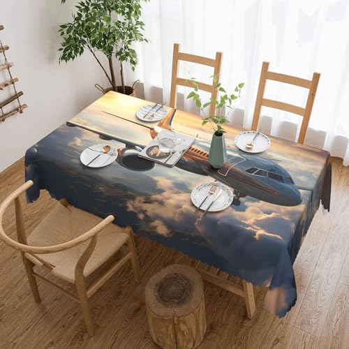 OUInbvv Quadratische Tischdecke "Airplanes are Soaring", 137,2 x 183,9 cm, als Tischschutz und Dekoration, geeignet für Familienfeiern im Freien von OUInbvv