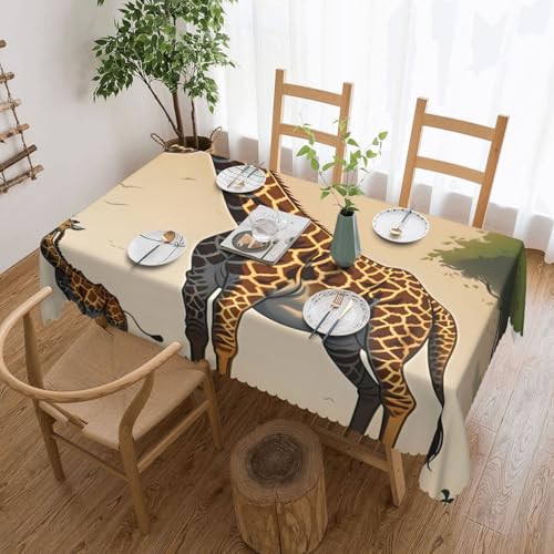 OUInbvv Quadratische Tischdecke für Mutter und Kind, Giraffe, 137 x 183 cm, als Tischschutz und Dekoration, geeignet für Familienfeiern im Freien von OUInbvv
