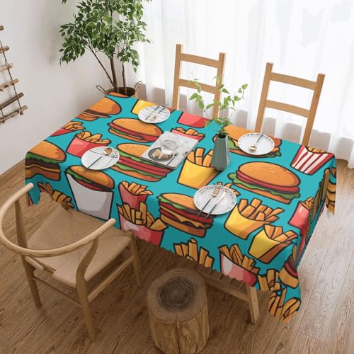 OUInbvv Quadratische Tischdecke mit Cartoon-Burger-Pommes-Motiv, 137 x 183 cm, als Tischschutz und Dekoration, geeignet für Familienfeiern im Freien OUInbvv Quadratische Tischdecke mit Cartoon-Burger-Pommes-Motiv, 137 x 183 cm, als Tischschutz und Dekoration, geeignet für Familienfeiern im Freien von OUInbvv