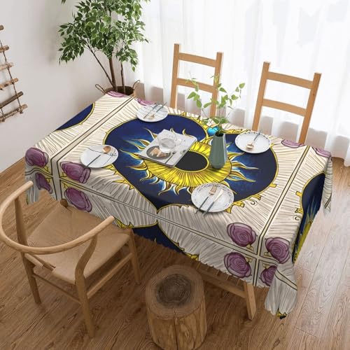 OUInbvv Quadratische Tischdecke mit Cartoon-Herz und Sonne, 137,2 x 183,9 cm, als Tischschutz und Dekoration, geeignet für Familienfeiern im Freien OUInbvv Quadratische Tischdecke mit Cartoon-Herz und Sonne, 137,2 x 183,9 cm, als Tischschutz und Dekoration, geeignet für Familienfeiern im Freien von OUInbvv
