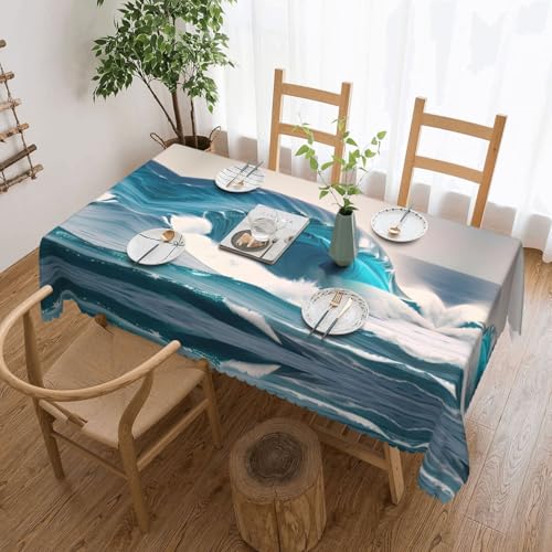OUInbvv Quadratische Tischdecke mit Cartoon-Motiv und Meereswelle, 137 x 183 cm, als Tischschutz und Dekoration, geeignet für Familienfeiern im Freien OUInbvv Quadratische Tischdecke mit Cartoon-Motiv und Meereswelle, 137 x 183 cm, als Tischschutz und Dekoration, geeignet für Familienfeiern im Freien von OUInbvv