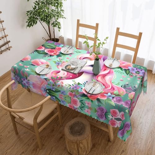 OUInbvv Quadratische Tischdecke mit Einhorn-Motiv, 137 x 183 cm, für Tischschutz und Dekoration, geeignet für Familienfeiern im Freien OUInbvv Quadratische Tischdecke mit Einhorn-Motiv, 137 x 183 cm, für Tischschutz und Dekoration, geeignet für Familienfeiern im Freien von OUInbvv