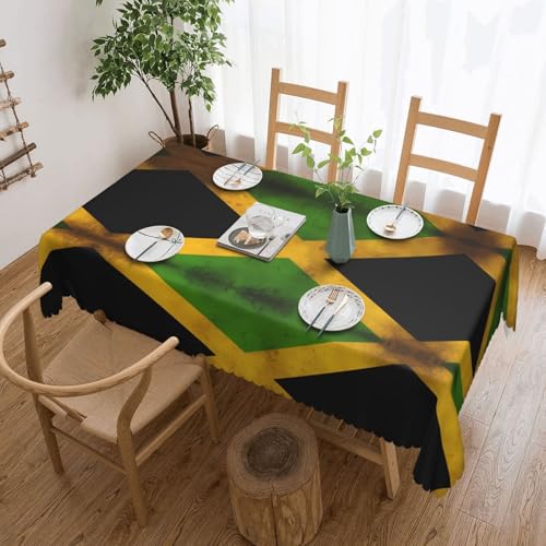 OUInbvv Quadratische Tischdecke mit alter jamaikanischer Flagge, 137 x 183 cm, als Tischschutz und Dekoration, geeignet für Familienfeiern im Freien von OUInbvv