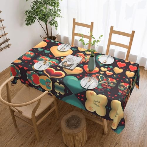 OUInbvv Quadratische Tischdecke mit bunten Herzen, 137 x 183 cm, als Tischschutz und Dekoration, geeignet für Familienfeiern im Freien OUInbvv Quadratische Tischdecke mit bunten Herzen, 137 x 183 cm, als Tischschutz und Dekoration, geeignet für Familienfeiern im Freien von OUInbvv