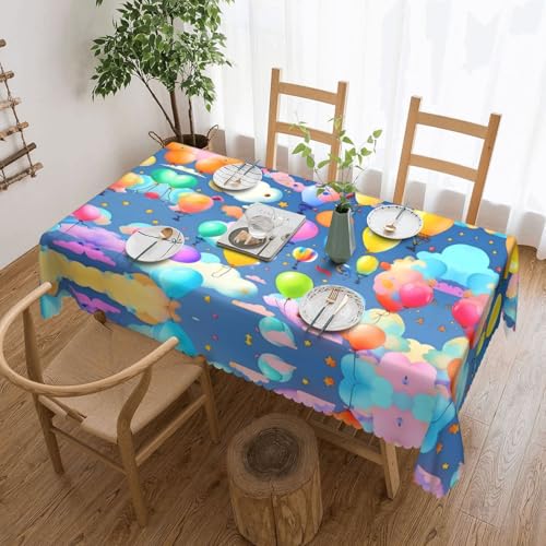 OUInbvv Quadratische Tischdecke mit bunten Luftballons, 137 x 183 cm, als Tischschutz und Dekoration, geeignet für Familienfeiern im Freien von OUInbvv