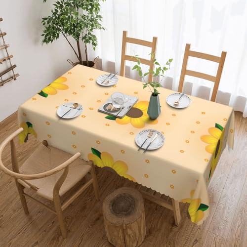 OUInbvv Quadratische Tischdecke mit goldener Sonnenblume, 137 x 183 cm, als Tischschutz und Dekoration, geeignet für Familienfeiern im Freien von OUInbvv