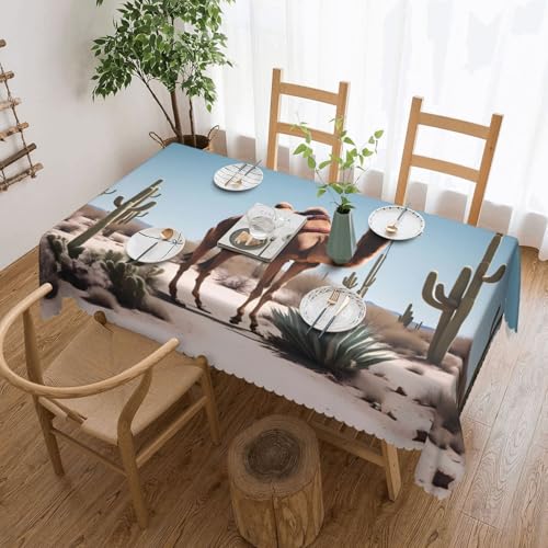 OUInbvv Quadratische Tischdecke mit niedlichem Kamelmotiv, 137 x 183 cm, als Tischschutz und Dekoration, geeignet für Familienfeiern im Freien von OUInbvv