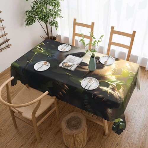OUInbvv Quadratische Tischdecke mit niedlichem Panda-Pflanzenmotiv, 137 x 183 cm, als Tischschutz und Dekoration, geeignet für Familienfeiern im Freien von OUInbvv