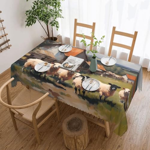 OUInbvv Quadratische Tischdecke mit niedlichen Bauernhoftieren, 137 x 183 cm, als Tischschutz und Dekoration, geeignet für Familienfeiern im Freien von OUInbvv