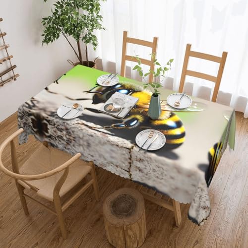 OUInbvv Quadratische Tischdecke mit niedlicher Biene, 137 x 183 cm, als Tischschutz und Dekoration, geeignet für Familienfeiern im Freien von OUInbvv