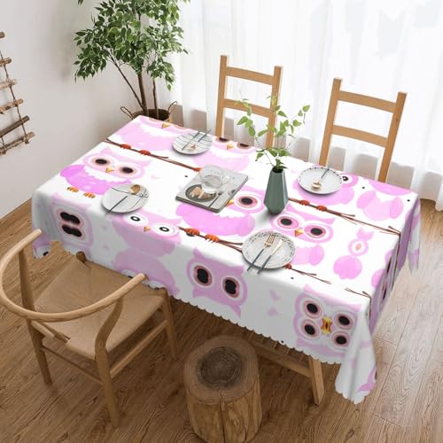 OUInbvv Quadratische Tischdecke mit niedlicher Eule, 137 x 183 cm, als Tischschutz und Dekoration, geeignet für Familienfeiern im Freien von OUInbvv