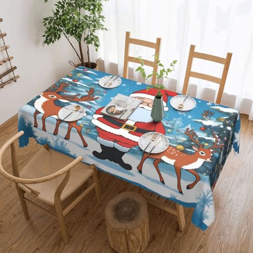 OUInbvv Quadratische Tischdecke mit weihnachtlichem Hirsch, 137 x 183 cm, als Tischschutz und Dekoration, geeignet für Familienfeiern im Freien von OUInbvv