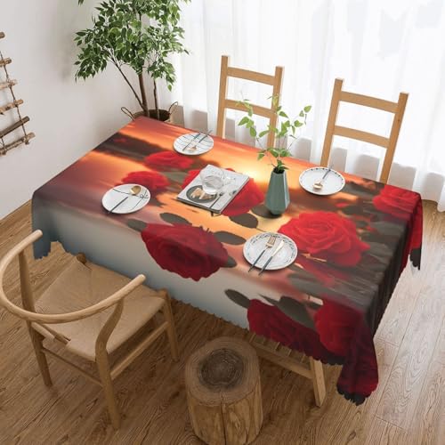 OUInbvv Rote Rosen bei Sonnenuntergang, quadratische Tischdecke, 137 x 183 cm, als Tischschutz und Dekoration, geeignet für Familienfeiern im Freien OUInbvv Rote Rosen bei Sonnenuntergang, quadratische Tischdecke, 137 x 183 cm, als Tischschutz und Dekoration, geeignet für Familienfeiern im Freien von OUInbvv