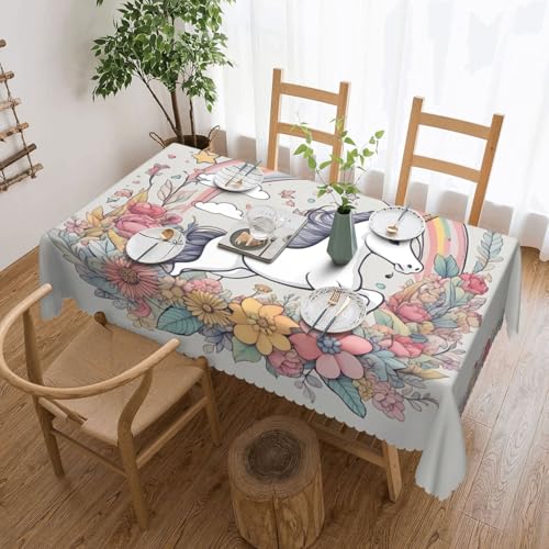 OUInbvv Schöne quadratische Tischdecke mit Regenbögen und Einhörnern, 137 x 183 cm, als Tischschutz und Dekoration, geeignet für Familienfeiern im Freien OUInbvv Schöne quadratische Tischdecke mit Regenbögen und Einhörnern, 137 x 183 cm, als Tischschutz und Dekoration, geeignet für Familienfeiern im Freien von OUInbvv