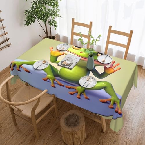 OUInbvv The Funny Frog Doing Yoga Tischdecke, quadratisch, 137 x 183 cm, als Tischschutz und Dekoration, geeignet für Familienfeiern im Freien von OUInbvv