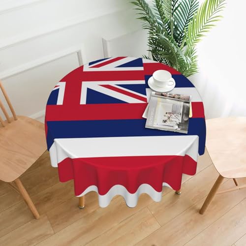 Runde Tischdecke mit Hawaii-Flagge, flecken- und knitterfrei, für Abendessen, Brunch Picknick, Hochzeit, Party, drinnen und draußen, 152,4 cm Runde Tischdecke mit Hawaii-Flagge, flecken- und knitterfrei, für Abendessen, Brunch Picknick, Hochzeit, Party, drinnen und draußen, 152,4 cm von OUInbvv