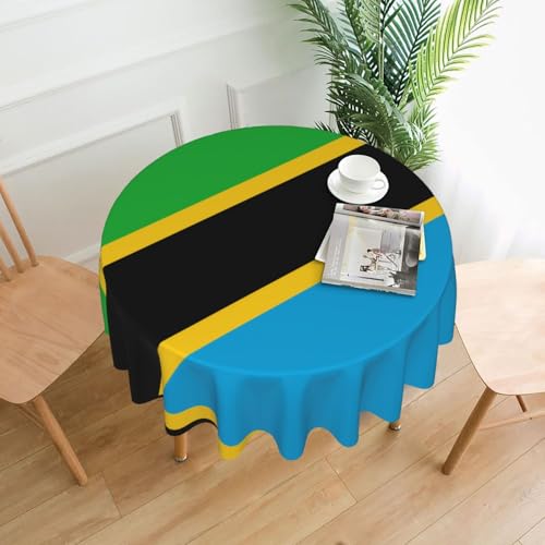 Runde Tischdecke mit Tansania-Flagge, flecken- und knitterfrei, für Abendessen, Brunch Picknick, Hochzeit, Party, drinnen und draußen, 152,4 cm Runde Tischdecke mit Tansania-Flagge, flecken- und knitterfrei, für Abendessen, Brunch Picknick, Hochzeit, Party, drinnen und draußen, 152,4 cm von OUInbvv