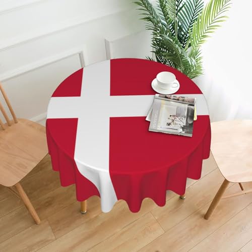 Runde Tischdecke mit dänischer Flagge, flecken- und knitterfrei, für Abendessen, Brunch Picknick, Hochzeit, Party, drinnen und draußen, 152,4 cm Runde Tischdecke mit dänischer Flagge, flecken- und knitterfrei, für Abendessen, Brunch Picknick, Hochzeit, Party, drinnen und draußen, 152,4 cm von OUInbvv