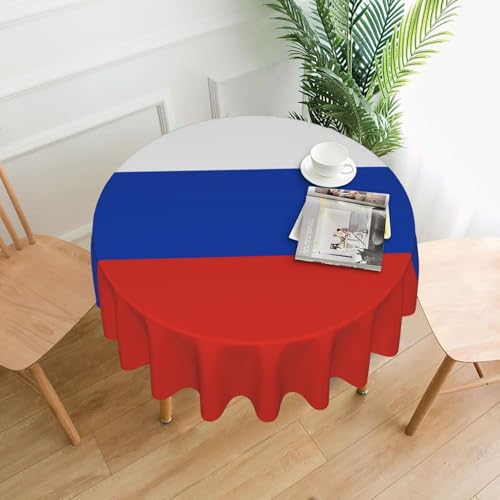 Runde Tischdecke mit russischer Flagge, flecken- und knitterfrei, für Abendessen, Brunch Picknick, Hochzeit, Party, drinnen und draußen, 152,4 cm von OUInbvv