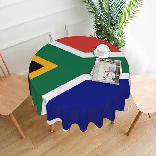 Runde Tischdecke mit südafrikanischer Flagge, flecken- und knitterfrei, für Abendessen, Brunch Picknick, Hochzeit, Party, drinnen und draußen, 152,4 cm von OUInbvv