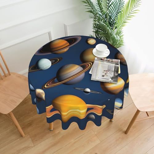 Sonnensystem Planeten Tischdecke, rund, flecken- und knitterfrei, für Abendessen, Brunch Picknick, Hochzeit, Party, drinnen und draußen, 152,4 cm von OUInbvv