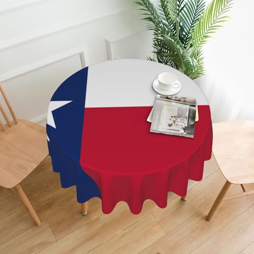Tischdecke, Motiv: Flagge von Texas, rund, flecken- und knitterfrei, für Abendessen, Brunch Picknick, Hochzeit, Party, drinnen und draußen, 152,4 cm von OUInbvv