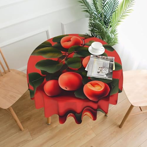 Tischdecke, rund, flecken- und knitterfrei, für Abendessen, Brunch Picknick, Hochzeit, Party, drinnen und draußen, 152,4 cm, Rot Aprikose von OUInbvv