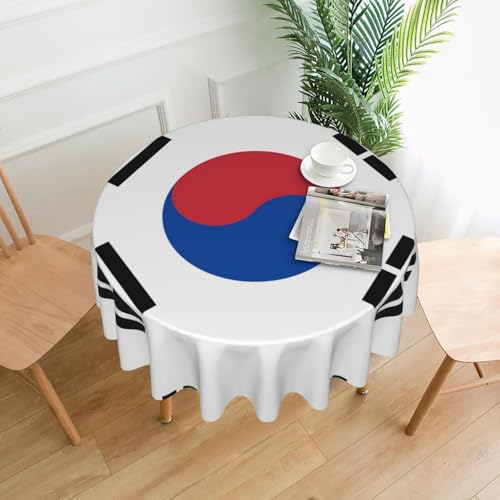 Tischdecke mit Flagge der Republik Korea, rund, flecken- und knitterfrei, für Abendessen, Brunch Picknick, Hochzeit, Party, drinnen und draußen, 152,4 cm von OUInbvv