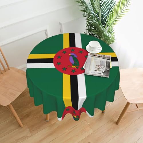 Tischdecke mit Flagge des Commonwealth of Dominica, rund, flecken- und knitterfrei, für Abendessen, Brunch Picknick, Hochzeit, Party, drinnen und draußen, 152,4 cm von OUInbvv