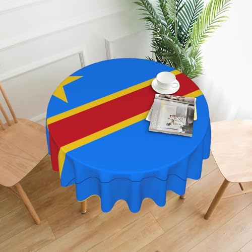 Tischdecke mit Flagge des Kongo, rund, flecken- und knitterfrei, für Abendessen, Brunch Picknick, Hochzeit, Party, drinnen und draußen, 152,4 cm von OUInbvv