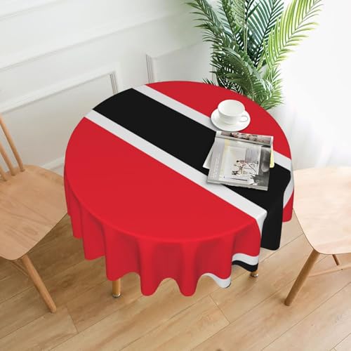 Tischdecke mit Flagge von Trinidad und Tobago, 152,4 cm, rund, flecken- und knitterfrei, für Abendessen, Brunch Picknick, Hochzeit, Party, drinnen und draußen von OUInbvv