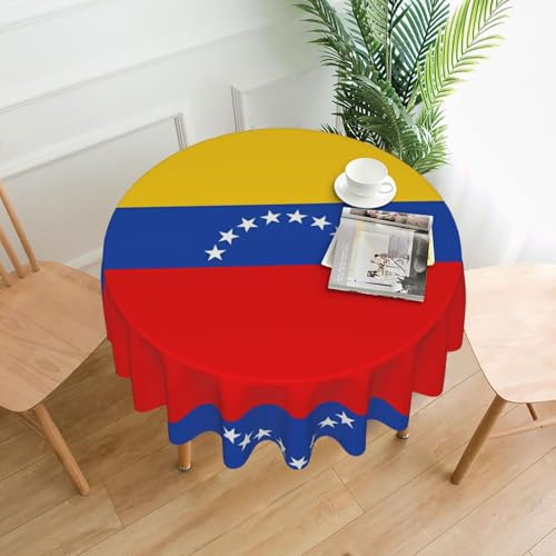 Tischdecke mit Flagge von Venezuela, rund, flecken- und knitterfrei, für Abendessen, Brunch Picknick, Hochzeit, Party, drinnen und draußen, 152,4 cm von OUInbvv