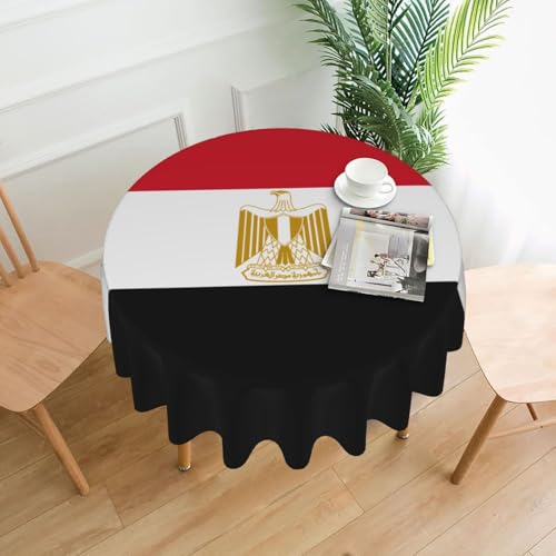 Tischdecke mit ägyptischer Flagge, rund, flecken- und knitterfrei, für Abendessen, Brunch Picknick, Hochzeit, Party, drinnen und draußen, 152,4 cm von OUInbvv