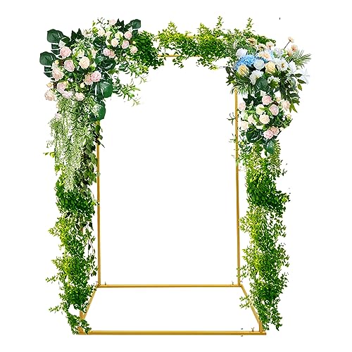 OUKANING 119x60x184cm Traubogen Hochzeit Eckig Ballonbogen Gestell Mit Flügelmuttern, Doppelrohr-Design, Stahl, Goldener Hochzeitsbogen Für Zeremonie von OUKANING