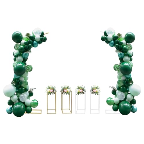OUKANING 2M Hochzeitsbogen + 2 Quadratische Blumenständer, Hintergrund Ständer 3er Set, Dekorationsbogen Für Hochzeit, Party Und Fotohintergrund, Stahlrohr Mit 10kg Tragkraft (Gold) von OUKANING