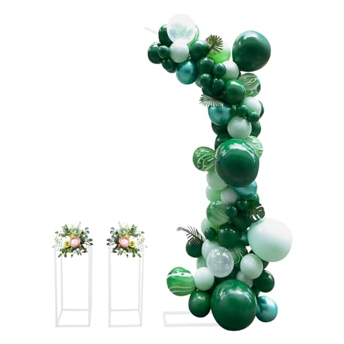 OUKANING 2M Hochzeitsbogen + 2 Quadratische Blumenständer, Hintergrund Ständer 3er Set, Dekorationsbogen Für Hochzeit, Party Und Fotohintergrund, Stahlrohr Mit 10kg Tragkraft (Weiß) von OUKANING