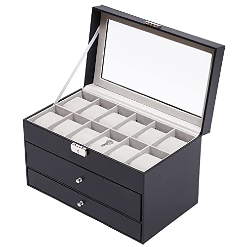 OUKANING Schmuckbox, Drei Schichten, Sicherheitsschloss Mit Schlüssel, Uhrenbox Schwarz, 33.7x19.4x20.5cm, Brillenetui, Schmuckschatulle, Geschenk OUKANING Schmuckbox, Drei Schichten, Sicherheitsschloss Mit Schlüssel, Uhrenbox Schwarz, 33.7x19.4x20.5cm, Brillenetui, Schmuckschatulle, Geschenk von OUKANING