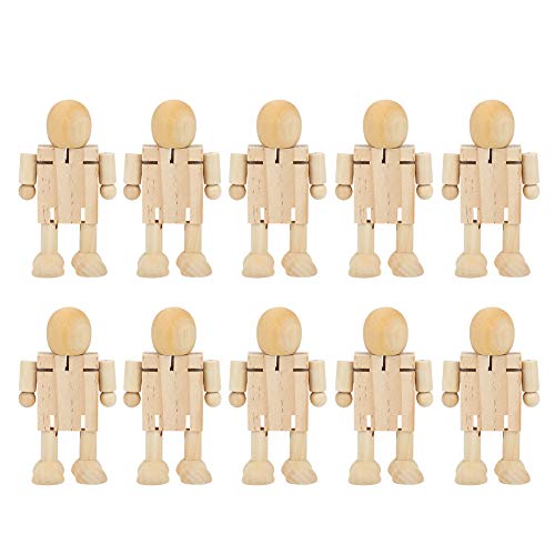 OUKENS Figuren Holzfiguren, 10 PCS unfertige Holzroboterkörper gemeinsame verstellbare Dekoration Holzfiguren DIY Malerei Kunsthandwerk Tischdeko (Einstellbar Form) von OUKENS