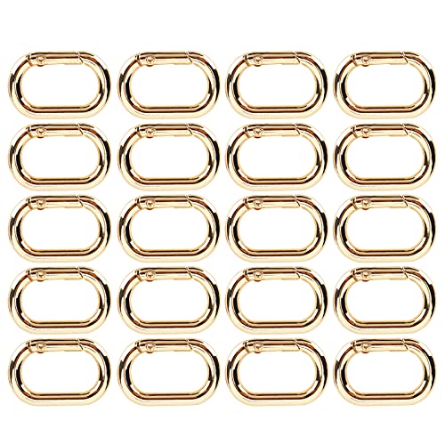 OUKENS 20 Stück Ovale Karabiner-Clips, Ovale Federschnalle, Feder-O-Ringe, Rund, Geladenes Tor, Ovale Clips, Legierungs-Karabinerhaken, Clip Für Schlüsselbundband(golden) von OUKENS