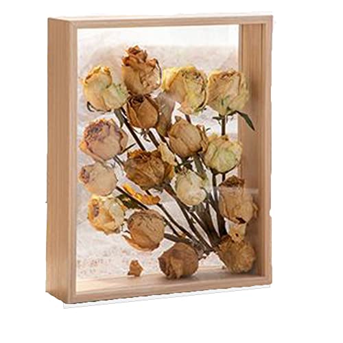 OUKEYI Fotorahmen aus Holz, getrocknete Blumen, 20,3 x 25,4 cm, Shadowbox-Vitrine, Bilderrahmen, getrocknete Blumen, Ausstellungsständer, dekorativer schwebender Bilderrahmen (20,3 x 25,4 cm) von OUKEYI