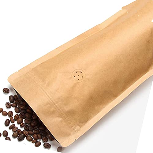 OUKEYI 250g 8oz Kraft Standbodenbeutel,Zip Lock Standbodenbeutel,Kraftpapier Standboden Reißverschlussbeutel Kaffeebeutel Kaffeebeutel mit Ventil wiederverwendbar (25er Pack) von OUKEYI