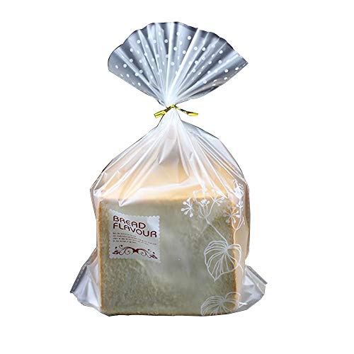 Wiederverwendbare Brot Polybeutel - 100 Stück komplett transparent klar Bäckereibeutel - Brotlaib-Verpackungsbeutel mit 100 Gold Twist Binder - Lebensmittelbeutel für hausgemachtes Brot 9x30.5cm von OUKEYI