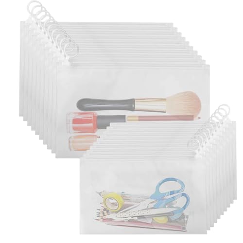 Ouliget Kunststoffbeutel mit Reißverschluss und Ringreißverschluss, transparente Umschläge, Dokumentenmappe, wasserdichte Aufbewahrungstaschen für Büro, Kosmetik, Reisen, 10 (22,9 x 14 cm) und 10 von OULIGET