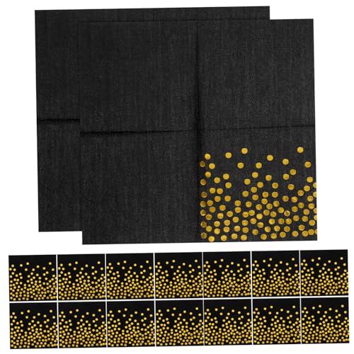 OUNONA 1 Heißpräge-tupfenserviette Cocktailparty Servietten Geburtstag Oh Erste Servietten Mit Gold Hochzeitsservietten Jubiläumsdekorationsservietten Jungfräulicher Zellstoff Black von OUNONA