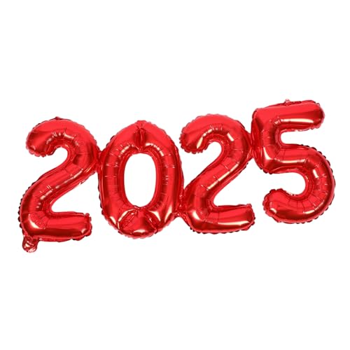 OUNONA 1 Satz 2025 Ballon aus Aluminiumfolie luftballons Partydekoration Partyzubehör Tischdekoration Neujahrsballons Ballon 2025 sortiert für Ballondekoration Party-Layout-Requisiten rot von OUNONA
